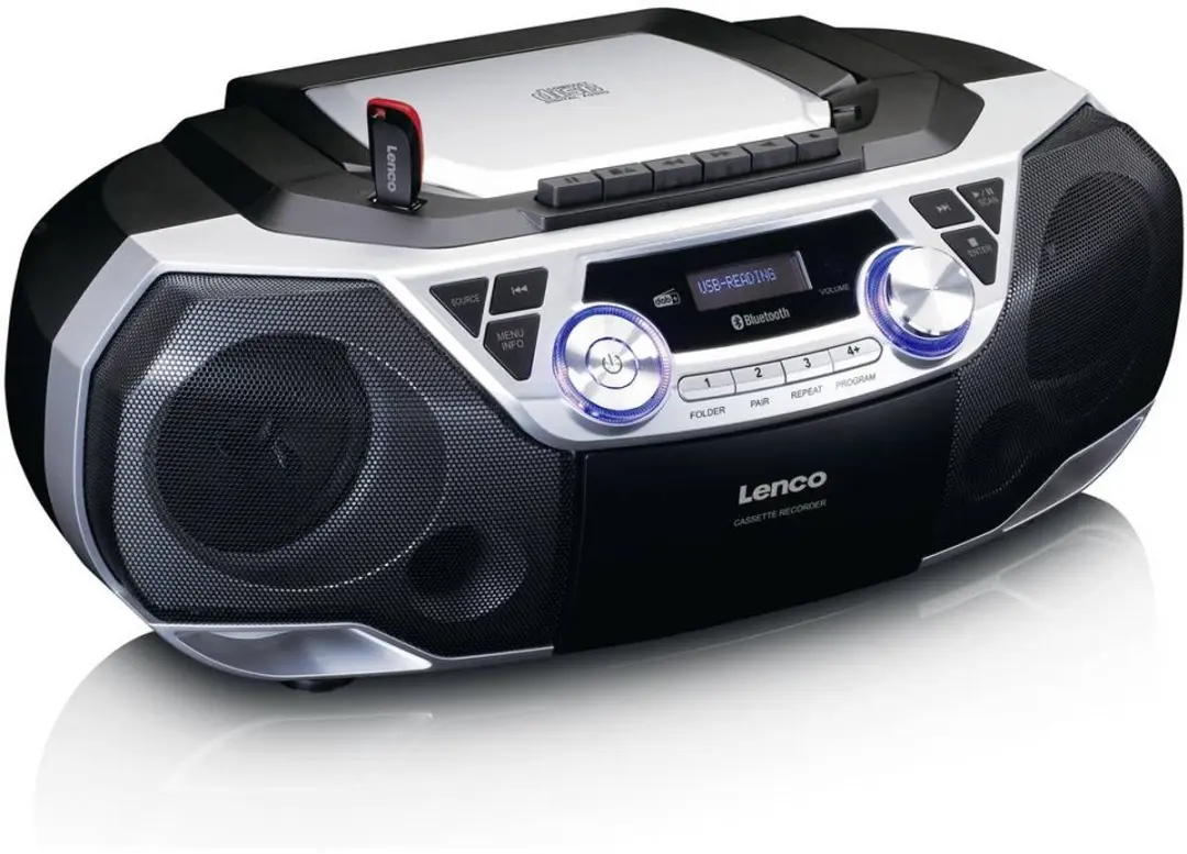 Lenco SCD-720SI Boombox - DAB+ Bluetooth CD Cassette - 12W - Zwart-Zilver
