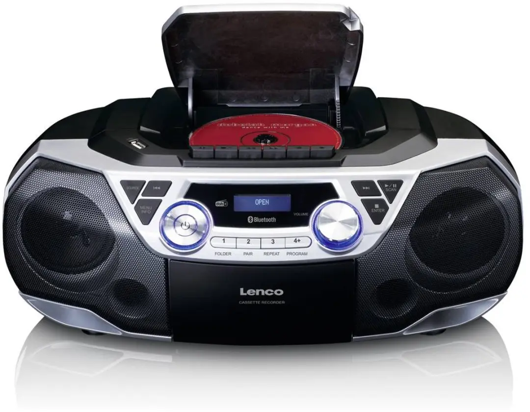 Lenco SCD-720SI Boombox - DAB+ Bluetooth CD Cassette - 12W - Zwart-Zilver