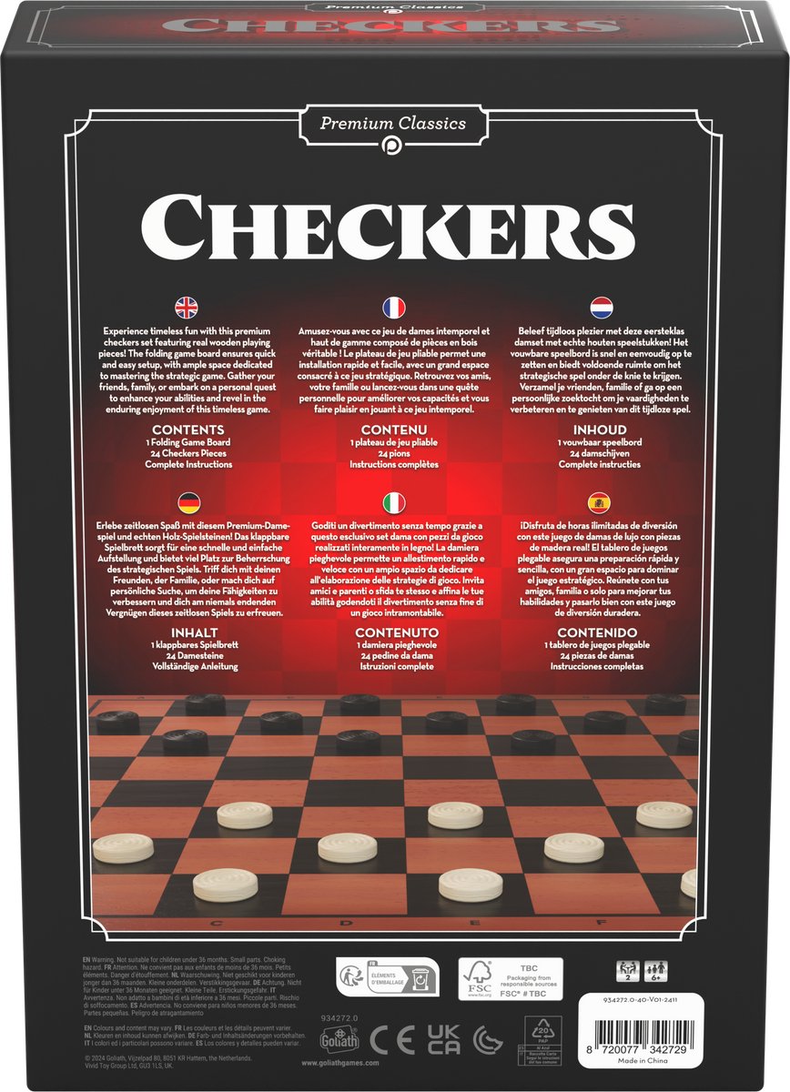 Goliath Classics Checkers - Damspel - Dammen - Denkspel - Bordspel - 1 tegen 1