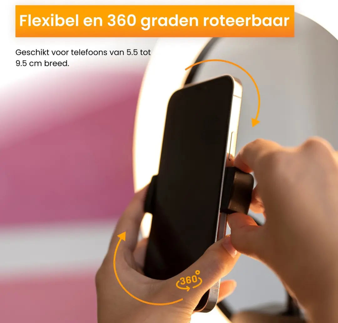 R2B Ringlamp 10 Inch 186cm Statief - 12W - Zwart