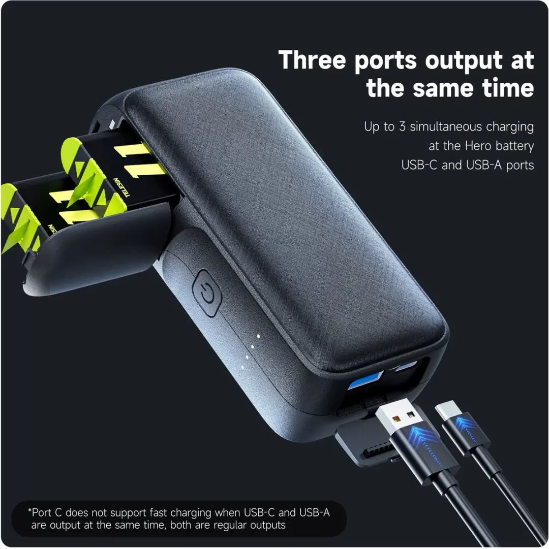 Telesin GoPro Powerbank 10000mAh - T-GP-PB-001 - Zwart - afbeelding 3 van 6