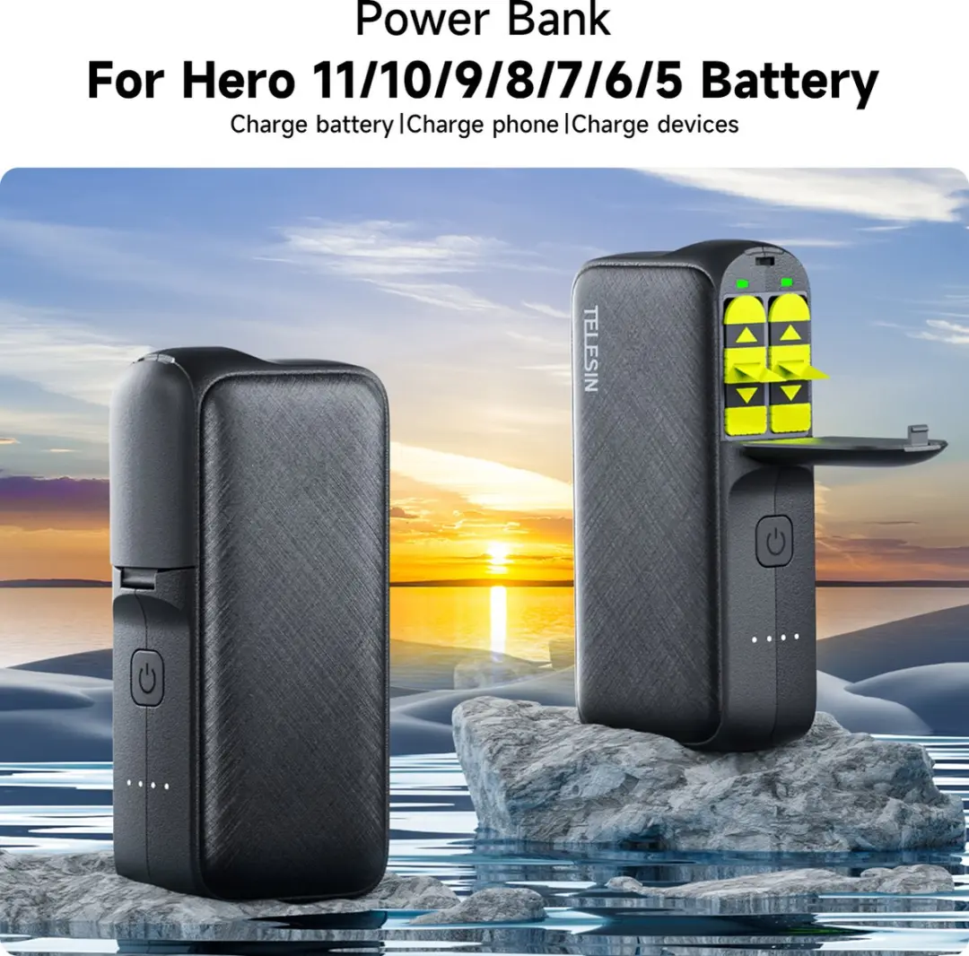 Telesin GoPro Powerbank 10000mAh - T-GP-PB-001 - Zwart - afbeelding 2 van 6