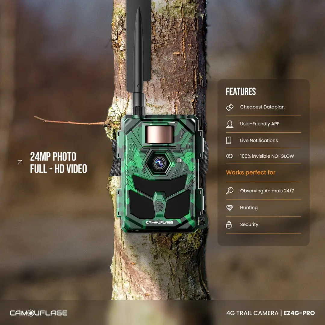 Camouflage EZ4G PRO Wildcamera - 24MP - 32GB - 60 LED