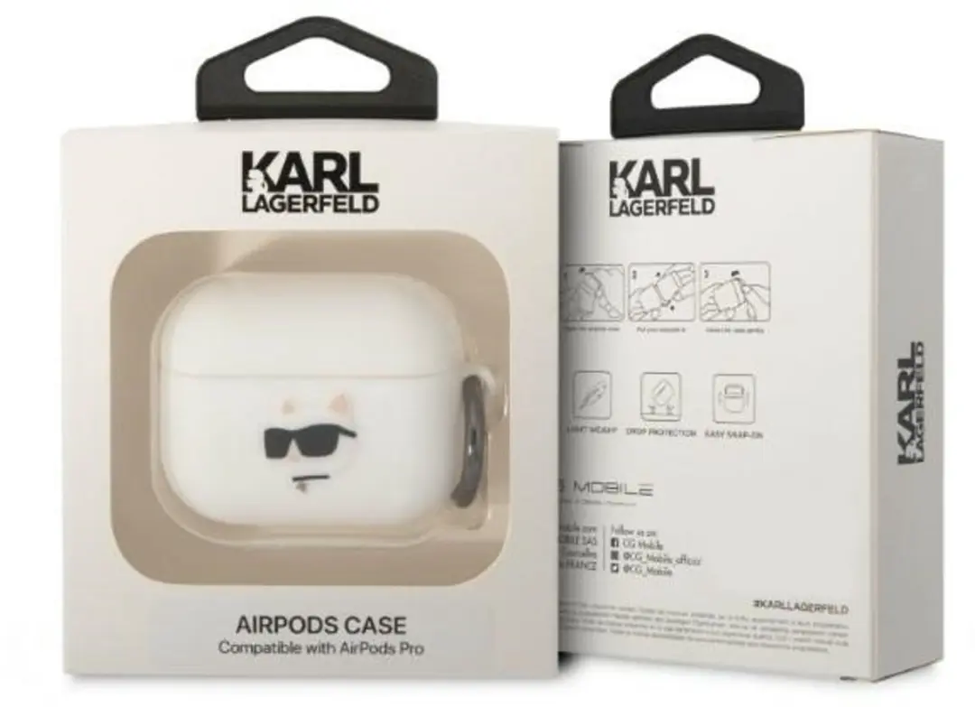 Karl Lagerfeld KLAPRUNCHH Hoesje AirPods Pro 2 - Wit - 3666339087937