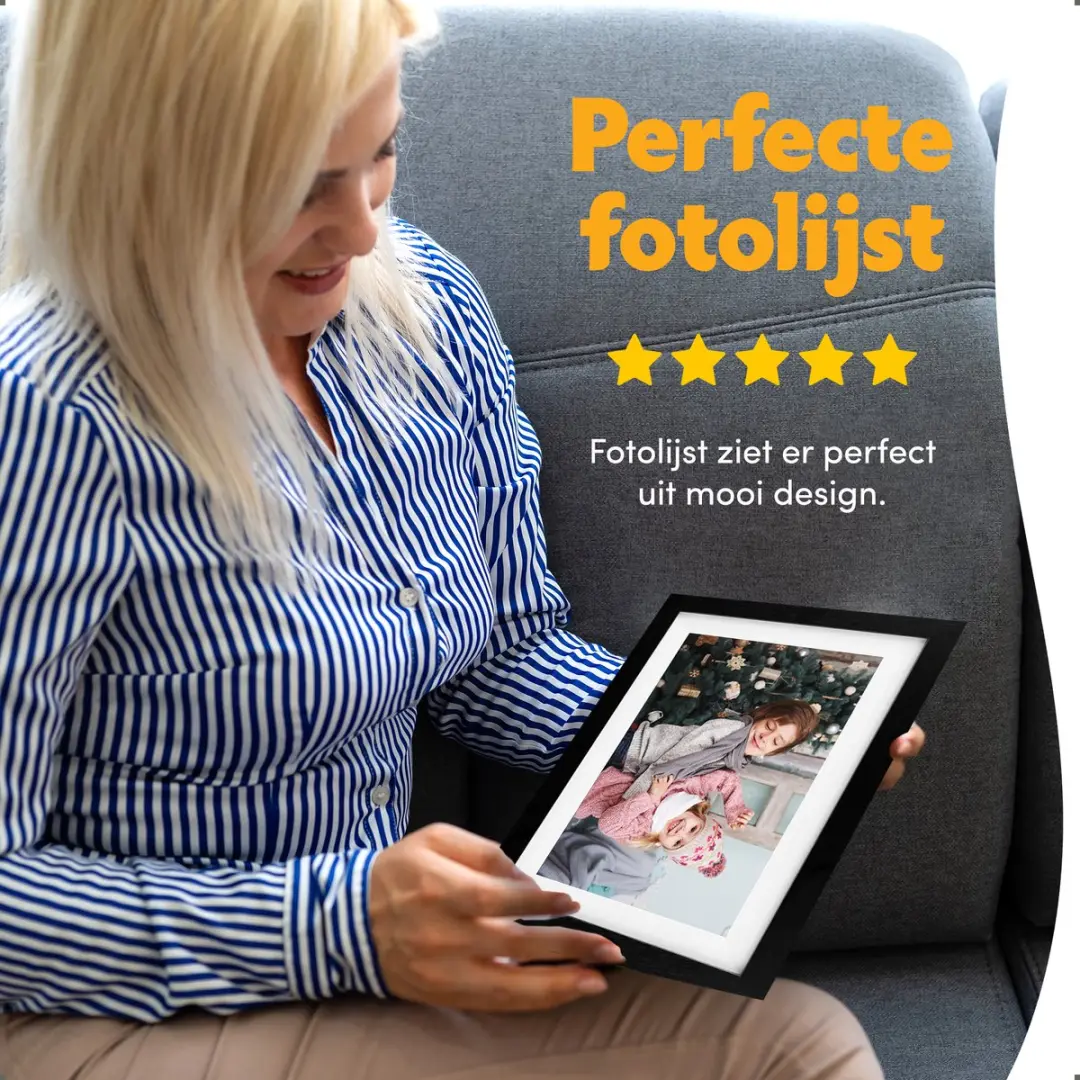 Pora&Co Digitale Fotolijst 8 inch - Zwart Hout - WiFi