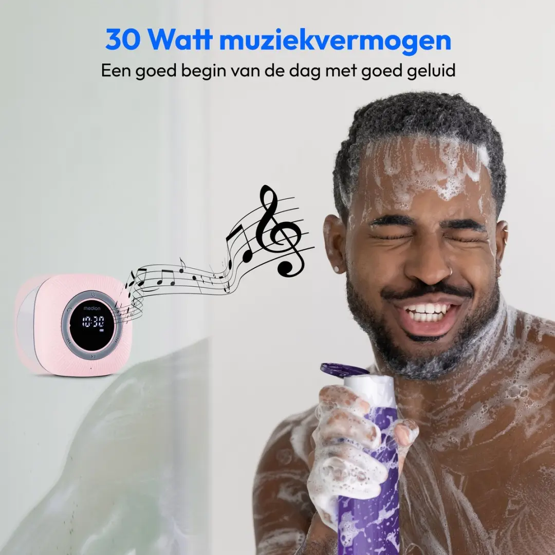 Medion MD43884 Doucheradio - Bluetooth - IPX6 - 3W - Roze - afbeelding 6 van 6