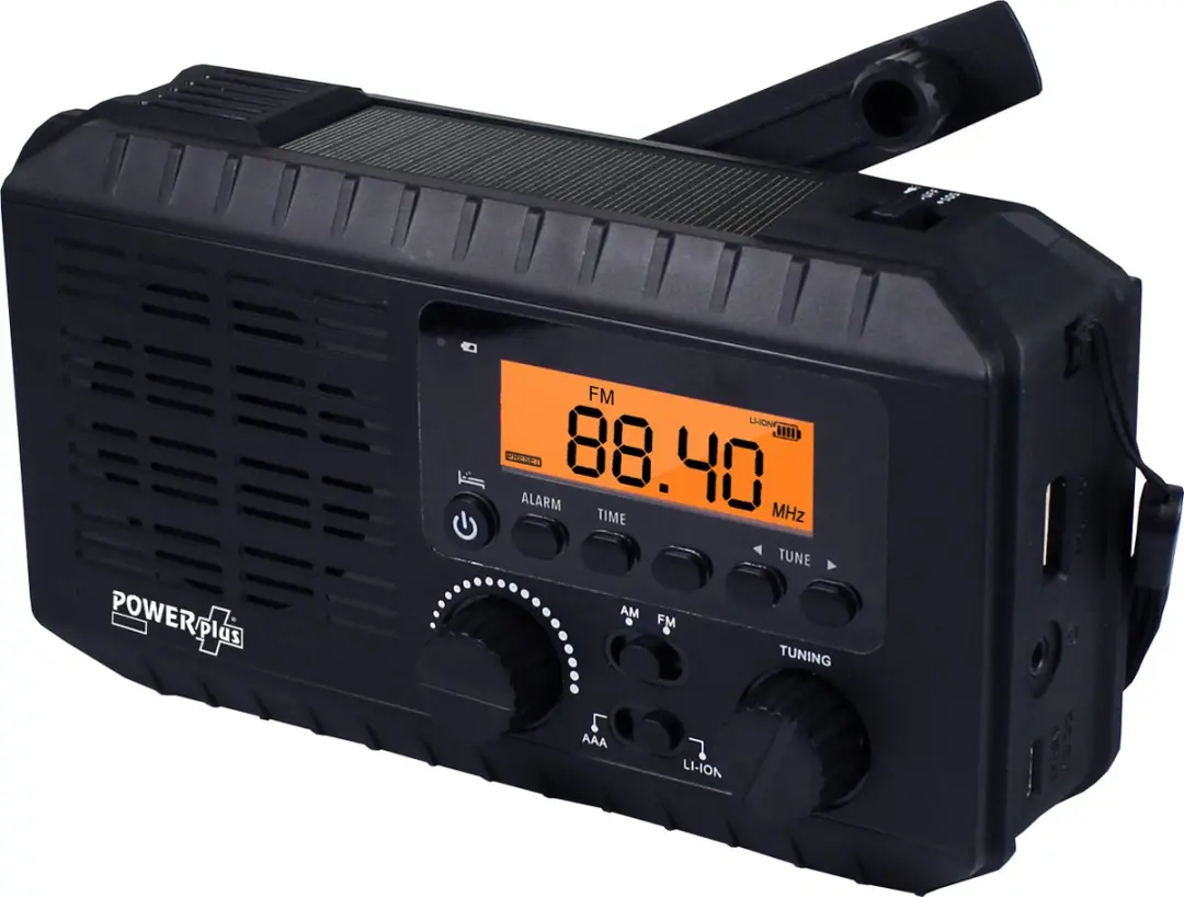 Powerplus Ox Solar Dynamo Radio - USB Powerbank - Zwart