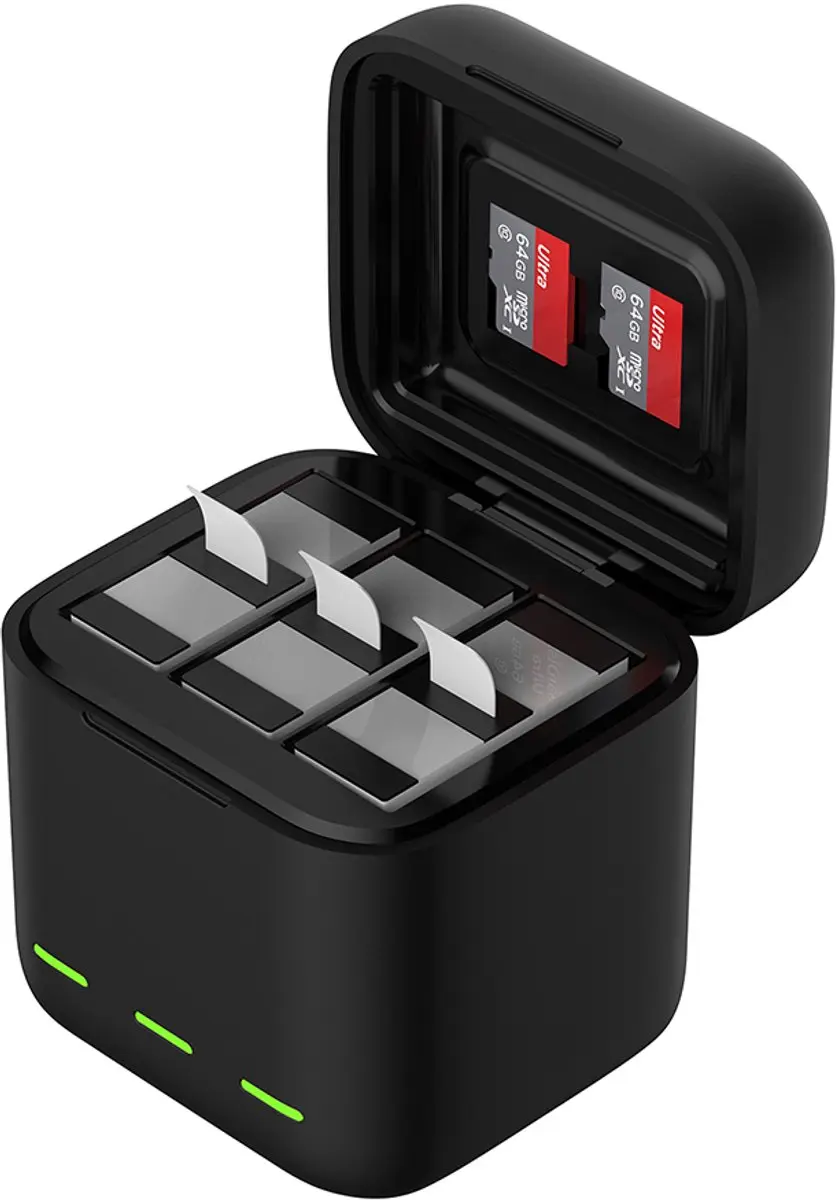 Telesin Oplaadbox GoPro Hero 13 - 3 Batterijen & 2 Micro-SD - Zwart - afbeelding 6 van 6