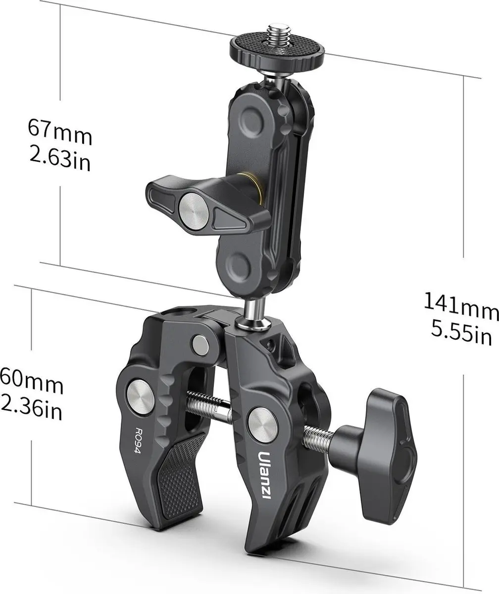 Ulanzi R094 Super Clamp Statiefklem - 6cm - 3/8" - Zwart
