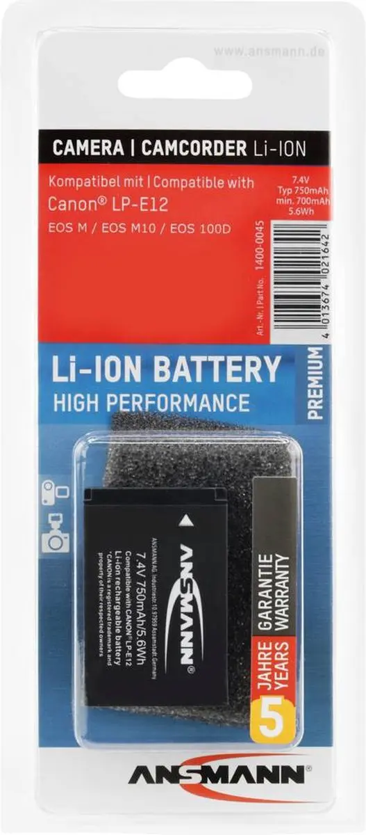 Ansmann A-Can LP-E12 Li-ion Accu 10mAh - ANSMANN_665504 - afbeelding 6 van 6