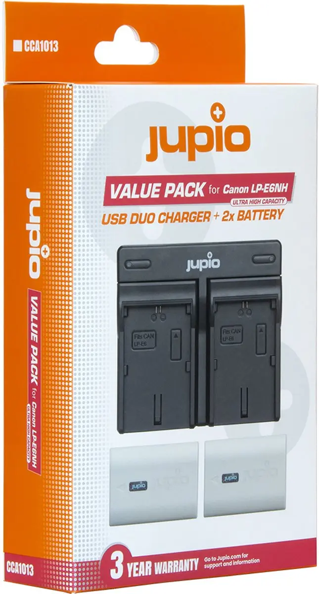 Jupio LP-E6NH Accu - 2600mAh - 2 Stuks + USB Dual Oplader