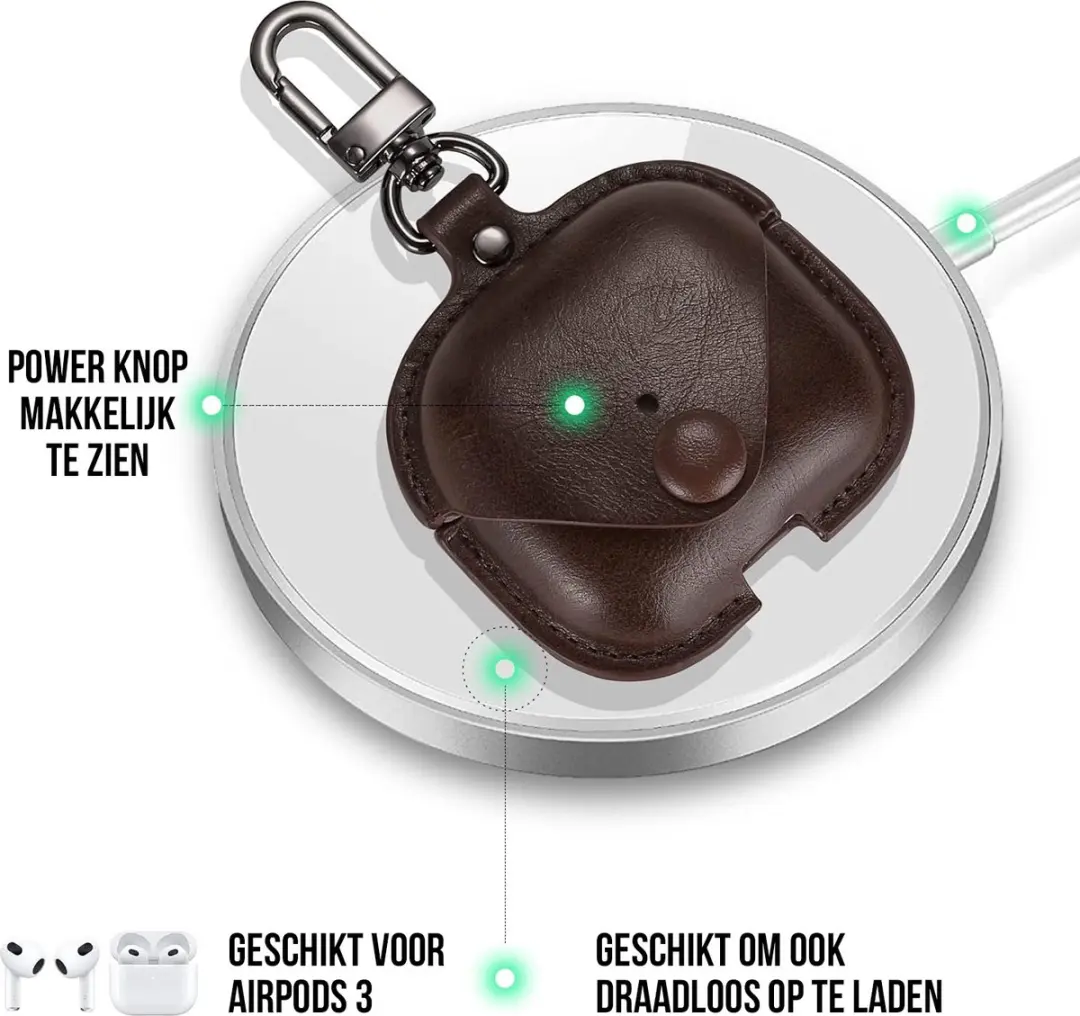 Nuvex Hoesje AirPods Pro 2 - Donkerbruin PU Leer