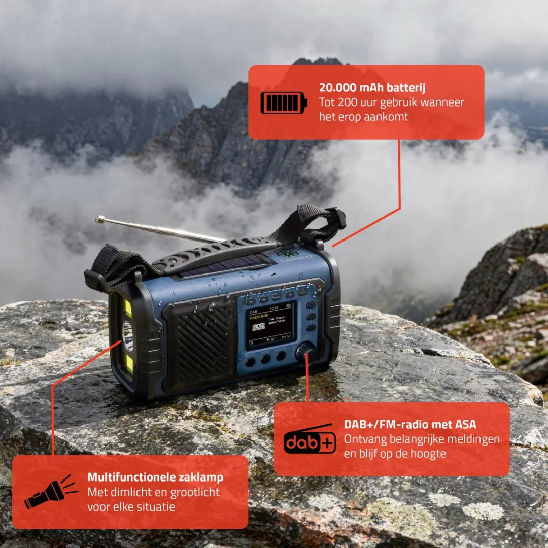 Lenco PDR-255BU Noodradio - Blauw - 20.000mAh