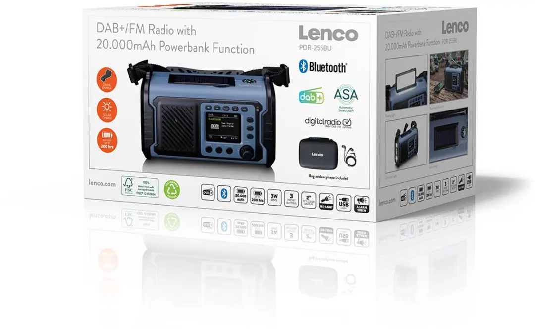 Lenco PDR-255BU Noodradio - Blauw - 20.000mAh - afbeelding 6 van 6