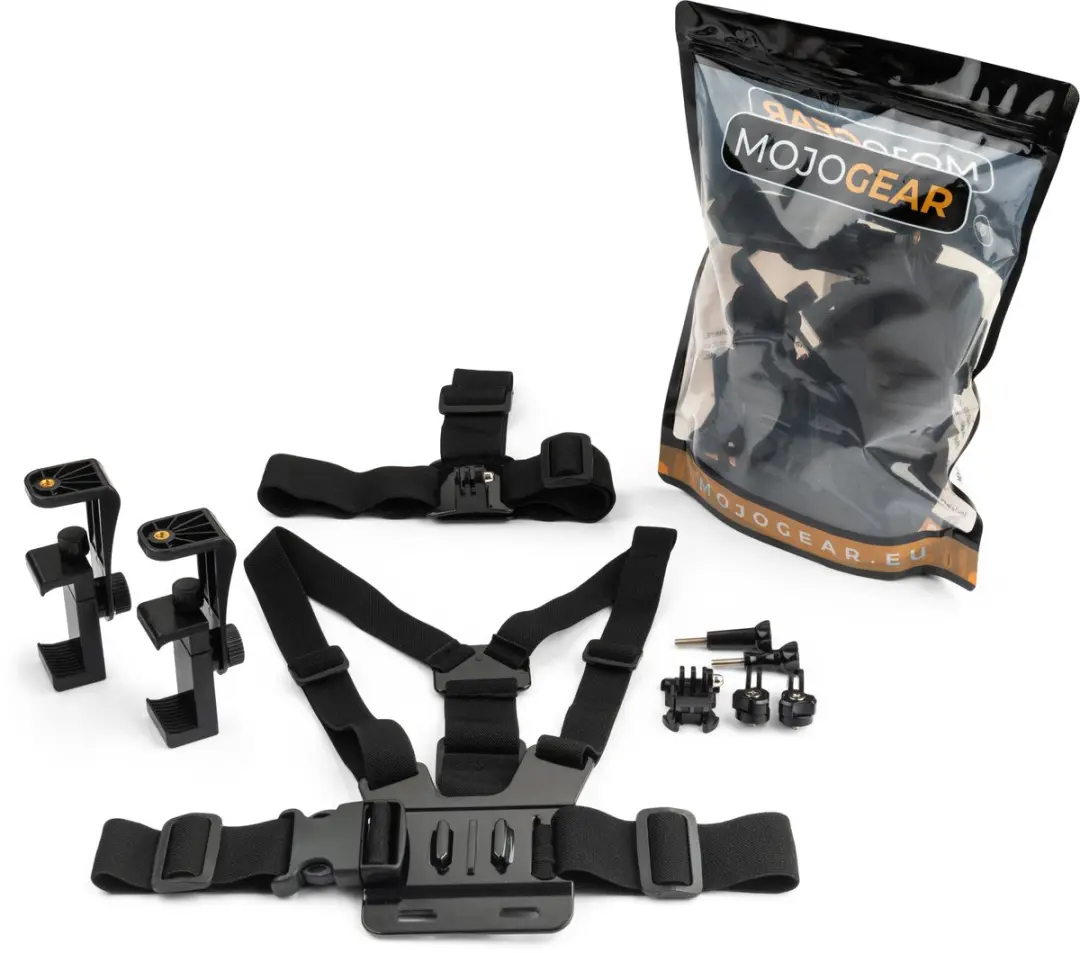 MOJOGEAR A02 Head & Chest Strap Kit - GoPro & Smartphonehouder - Zwart