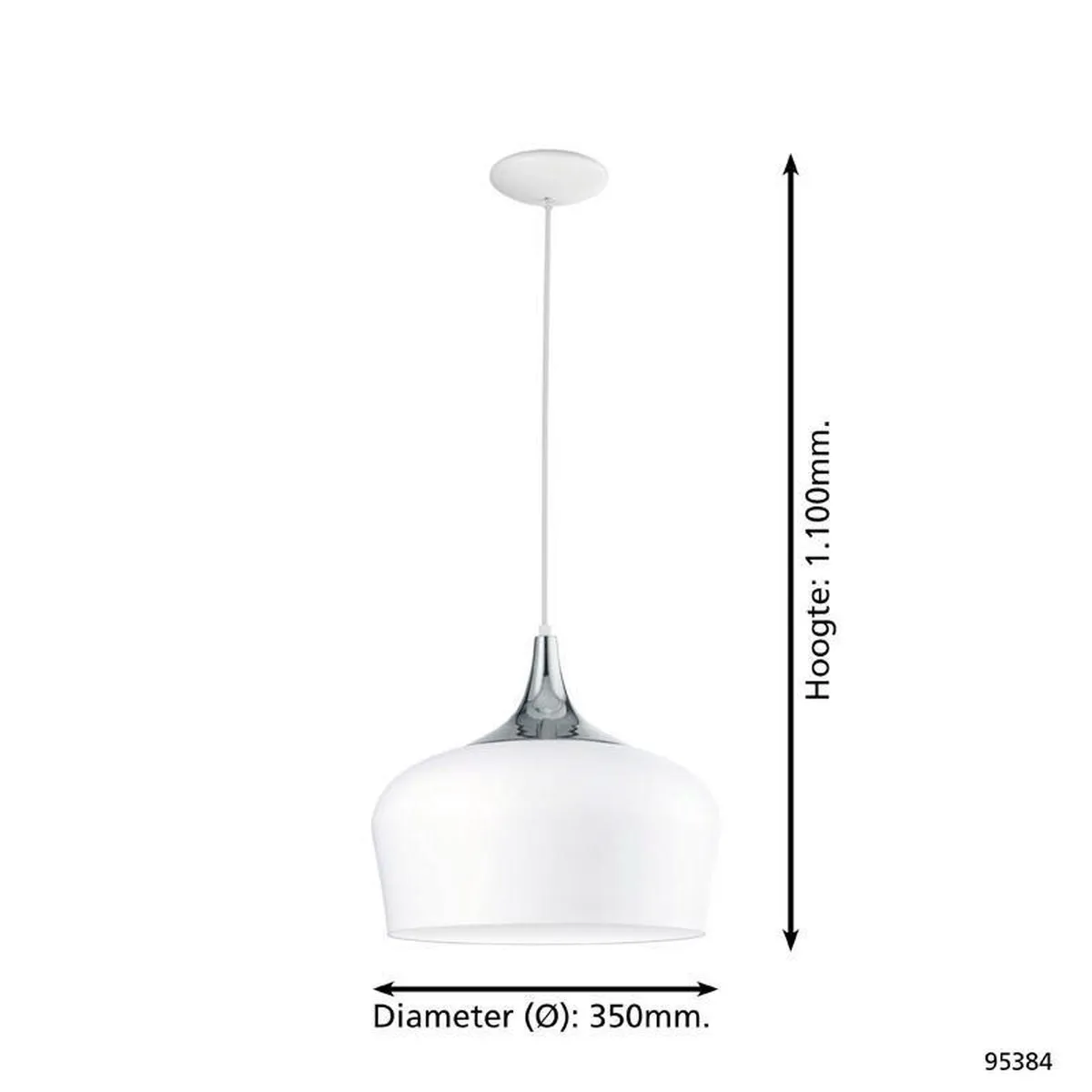 Eglo Obregon Hanglamp - 1 Lichtpunt Ø350mm - Wit/Chroom