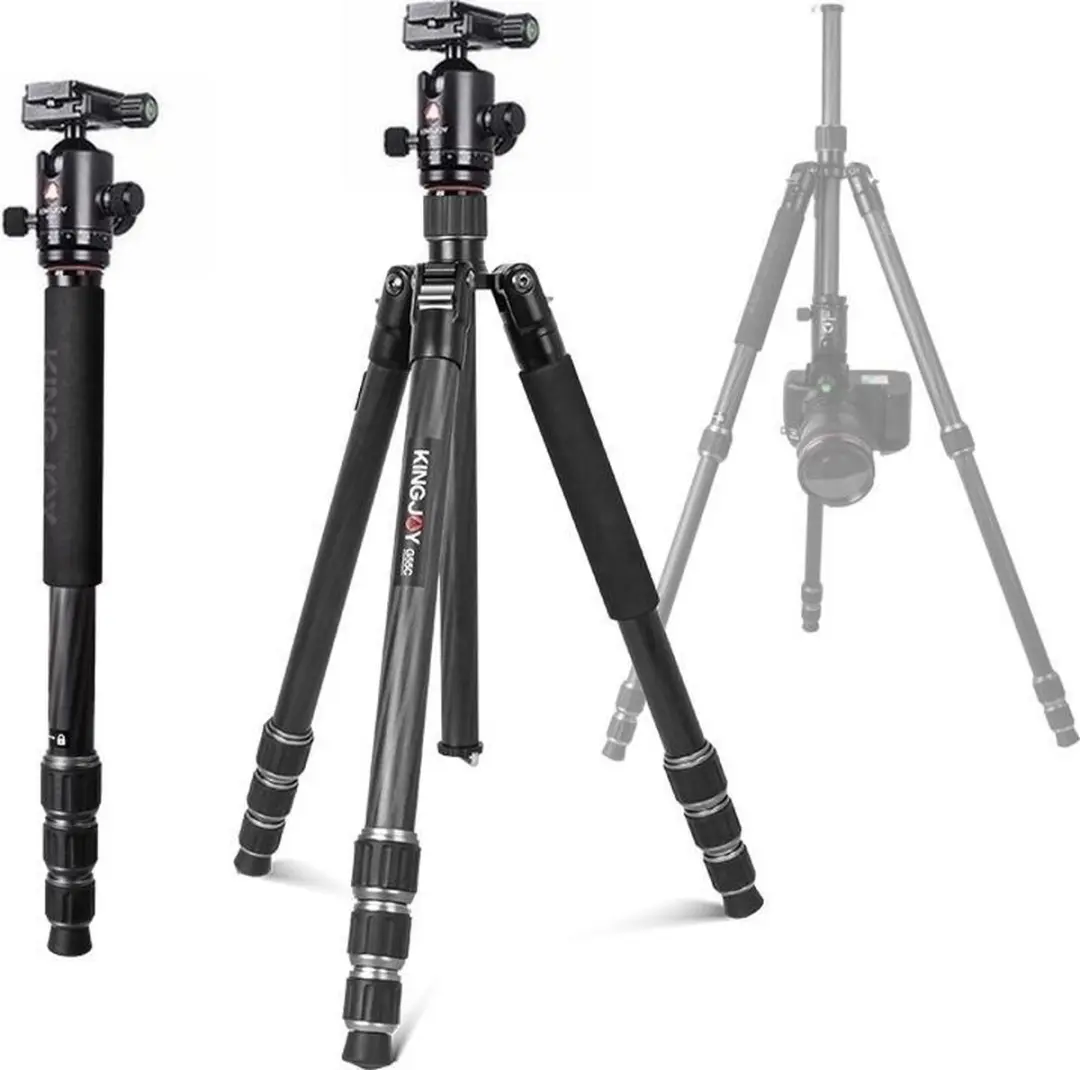 Kingjoy G55C+G0 Carbon Statief - 4 Secties - Zwart