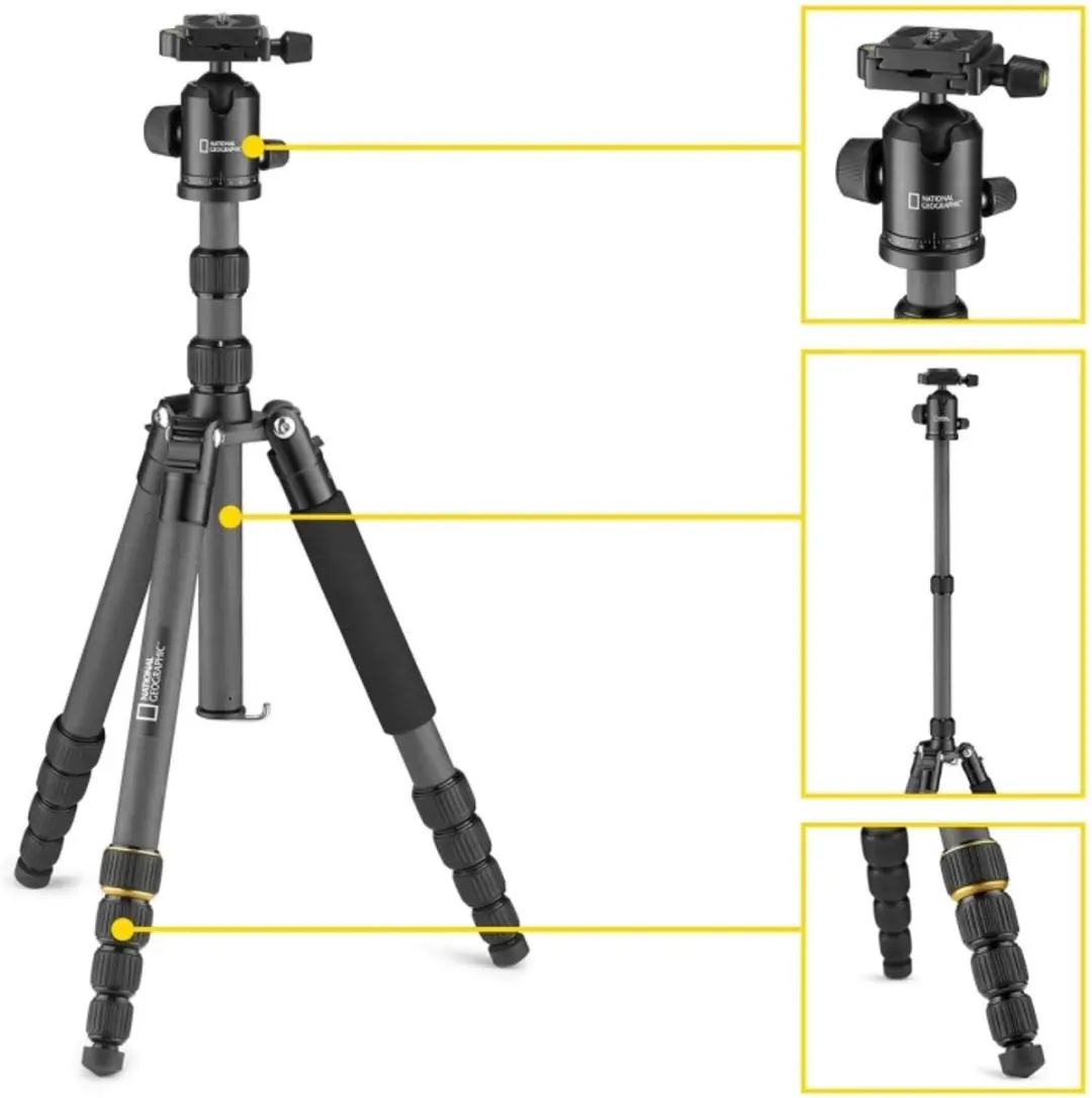 National Geographic Travel Tripod Carbon - 5 Secties - Zwart