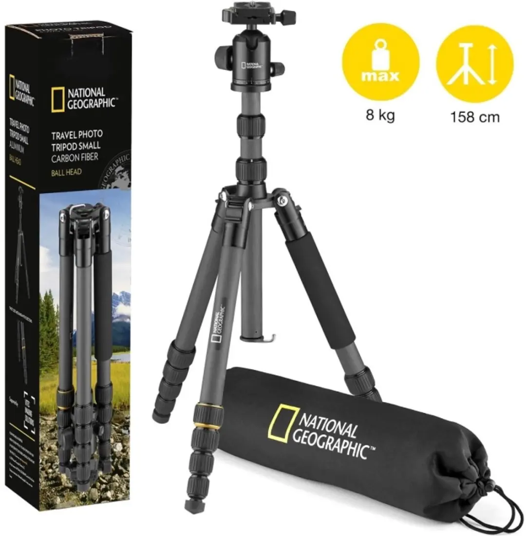 National Geographic Travel Tripod Carbon - 5 Secties - Zwart