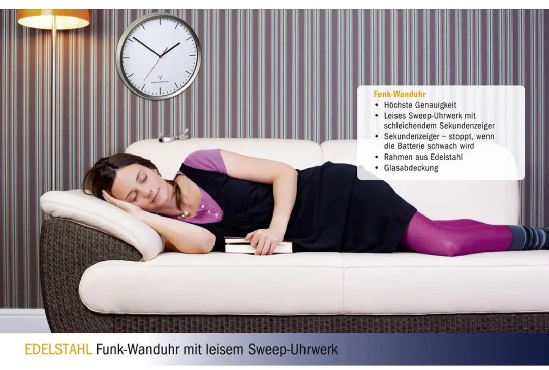 TFA Dostmann Wandklok 60.3521.02 - RVS Zilver/Wit