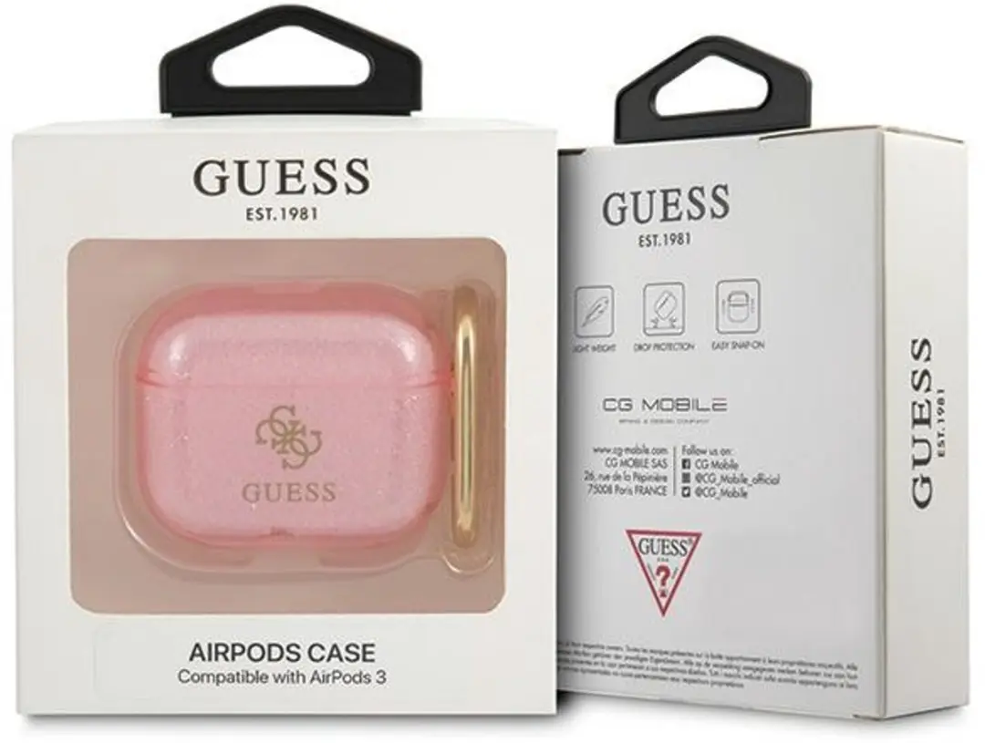 GUESS GUA3UCG4GP AirPods 3 Hoesje - Roze Glitter