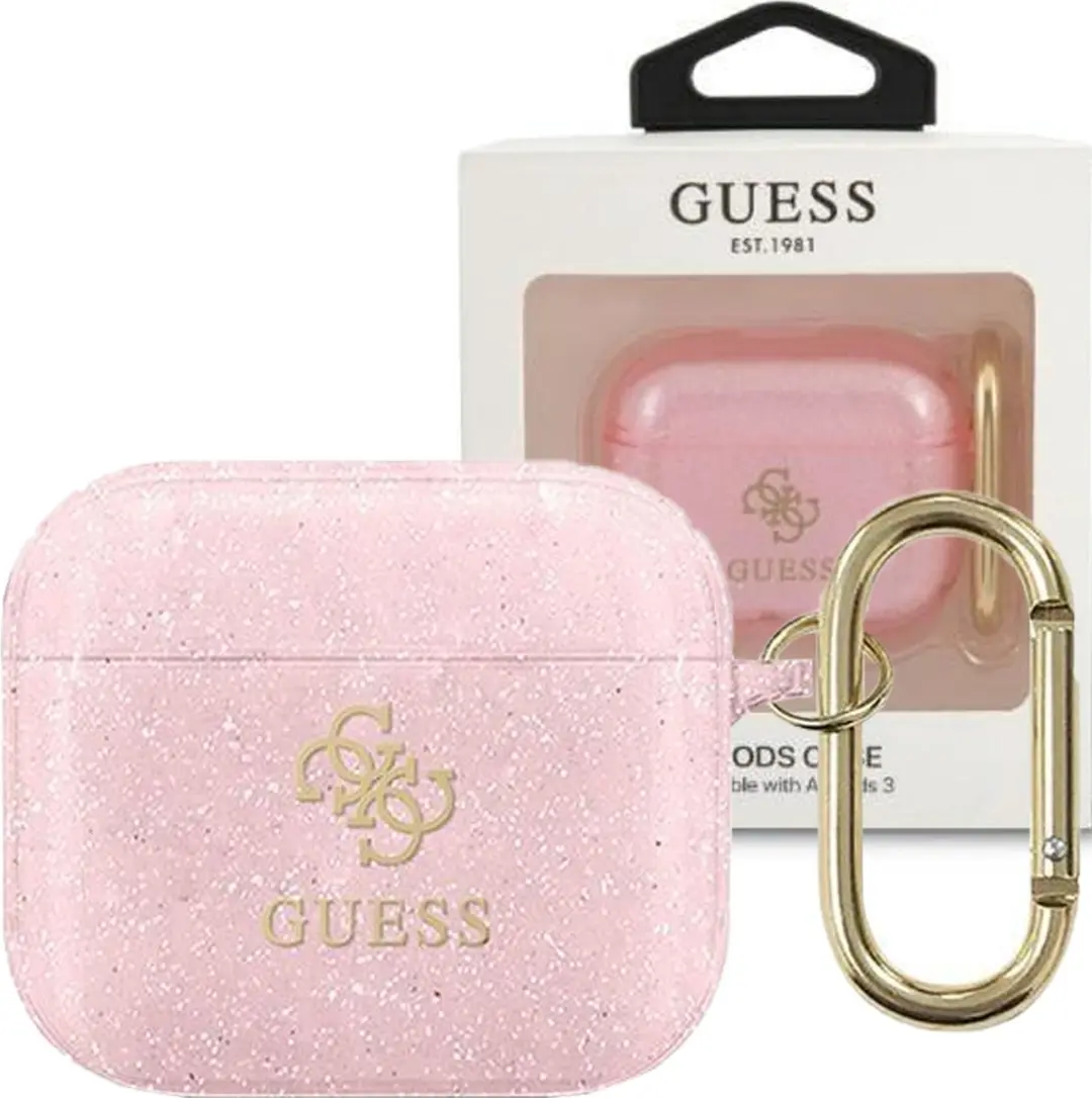 GUESS GUA3UCG4GP AirPods 3 Hoesje - Roze Glitter