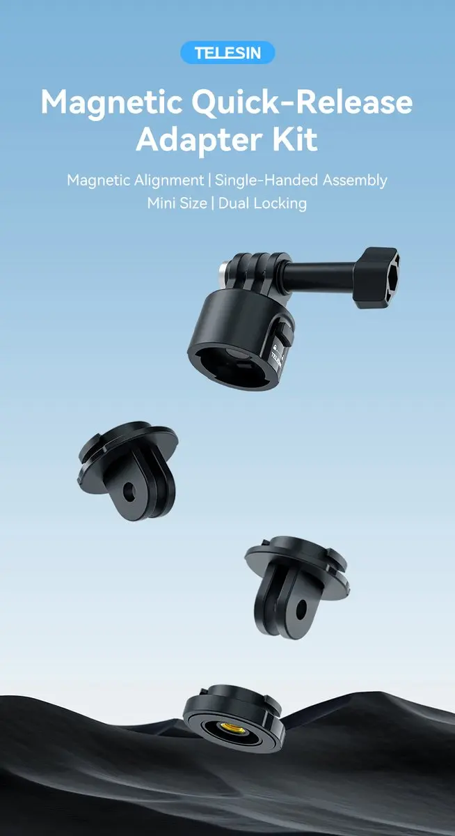 Telesin Magnetic Quick Release Adapter Set - GoPro - Zwart - afbeelding 4 van 6