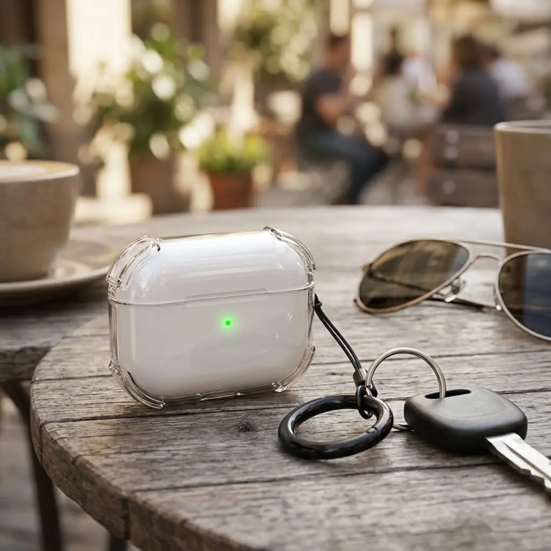 NUVEX Transparant Hoesje AirPods 4 - Oordopjes met Sleutelhanger