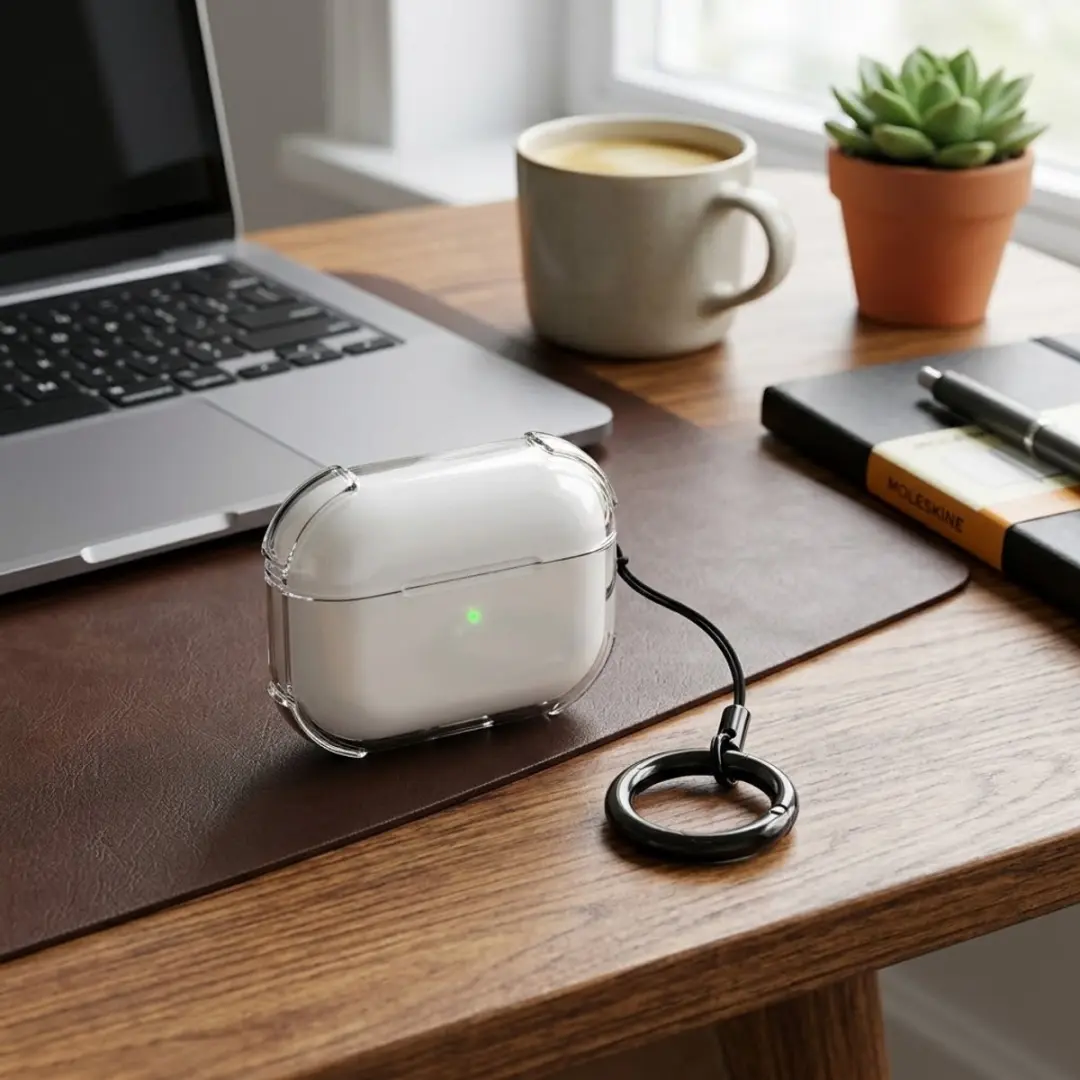 NUVEX Transparant Hoesje AirPods 4 - Oordopjes met Sleutelhanger