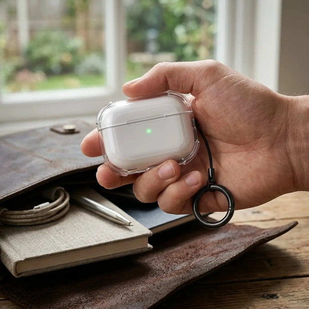NUVEX Transparant Hoesje AirPods 4 - Oordopjes met Sleutelhanger