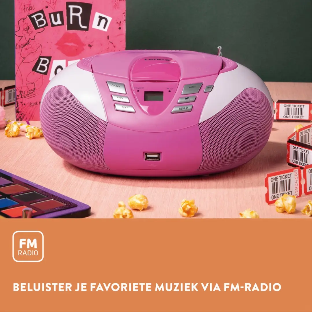 Lenco SCD-37 Draagbare Radio CD-speler - Roze