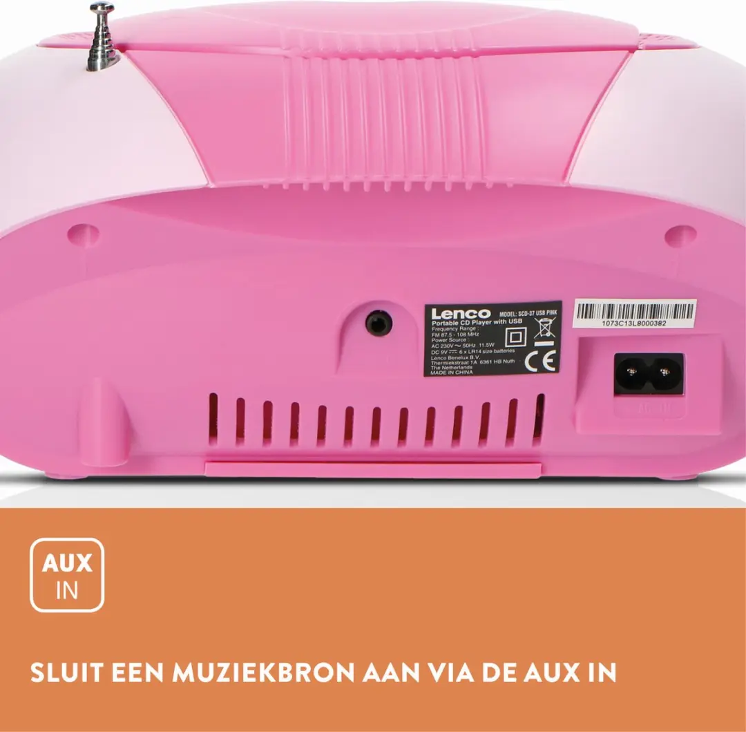 Lenco SCD-37 Draagbare Radio CD-speler - Roze