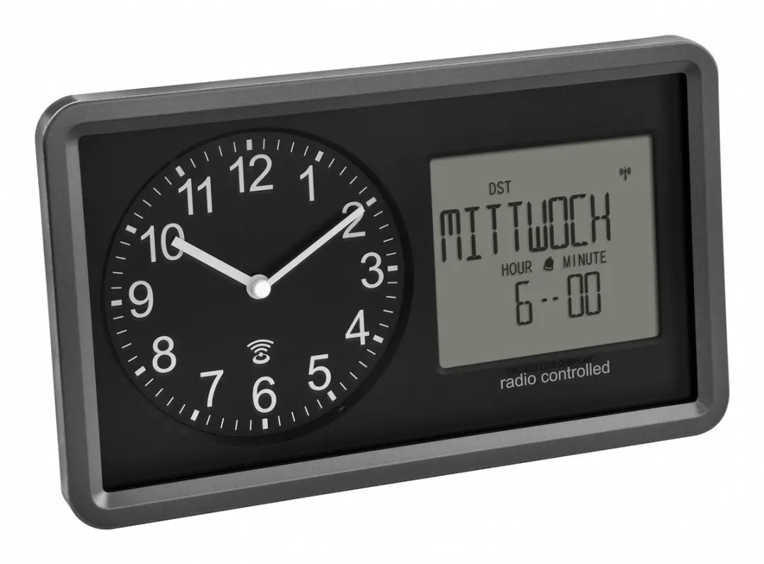TFA Dostmann 60.3552.01 Zendgestuurde Wandklok - Zwart - afbeelding 6 van 6