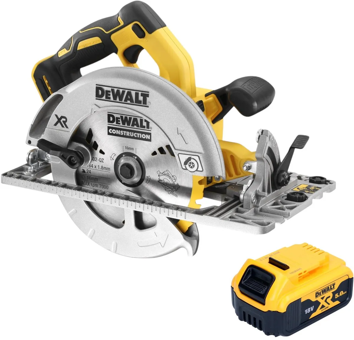 DeWalt DCS 572 N Accucirkelzaag 18V 184mm