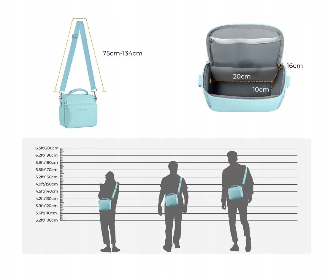 K&F Concept Camera Sling Bag 5L - Lichtblauw