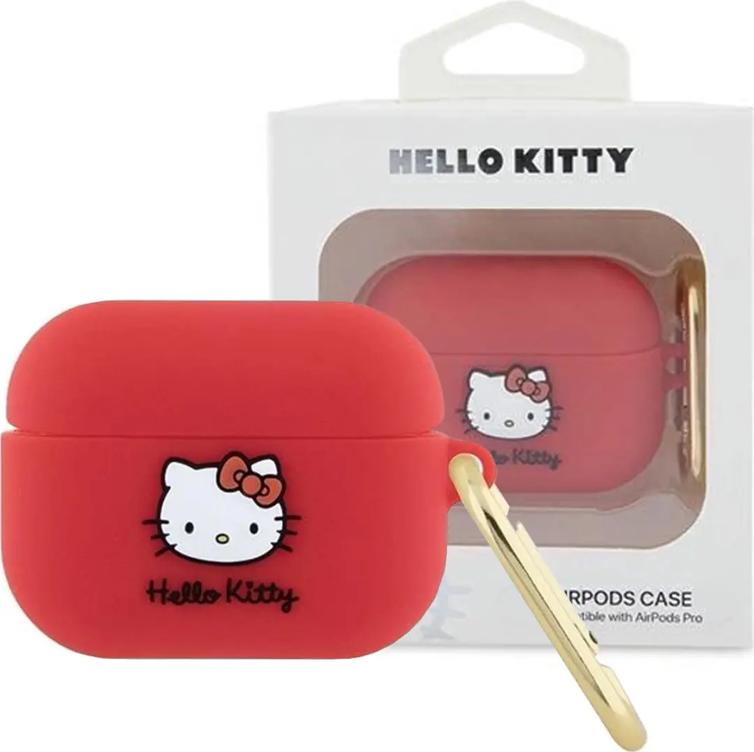 Hello Kitty Siliconen 3D Kitty Hoofdhoes AirPods Pro - Rood