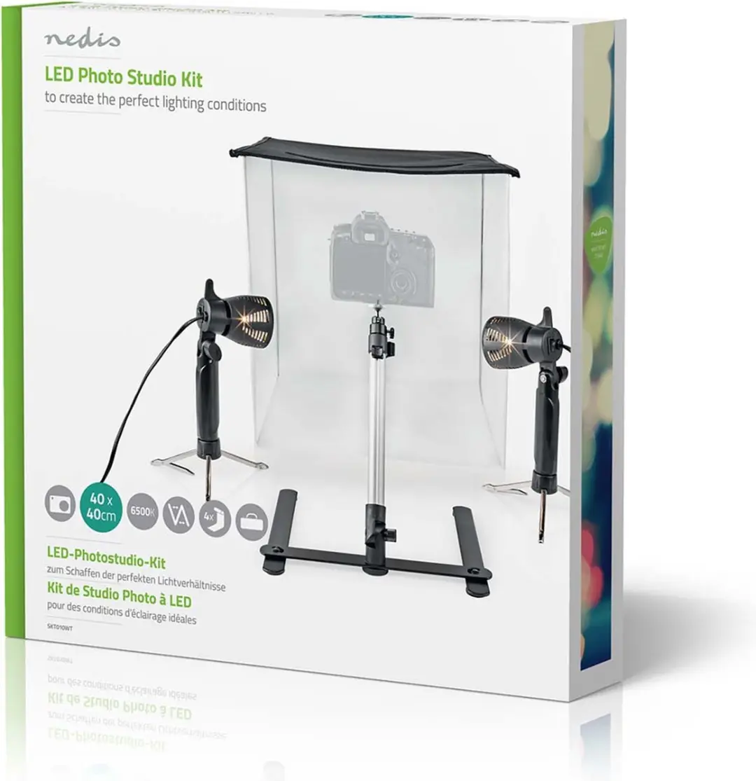 Nedis SKT010WT Fotostudioset 2x Lampen - 400 lm - Zwart