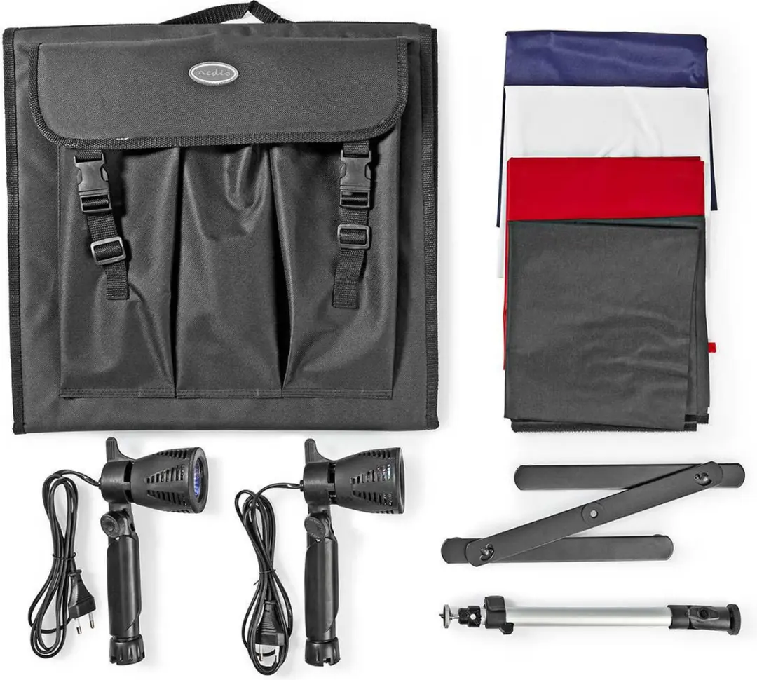 Nedis SKT010WT Fotostudioset 2x Lampen - 400 lm - Zwart