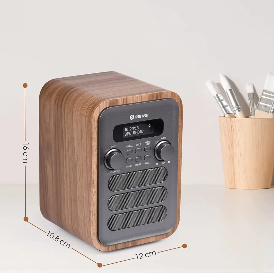 Denver DAB48 Retro Radio - DAB+/FM - Bluetooth - Hout/Grijs