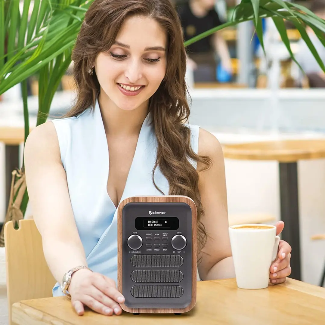 Denver DAB48 Retro Radio - DAB+/FM - Bluetooth - Hout/Grijs