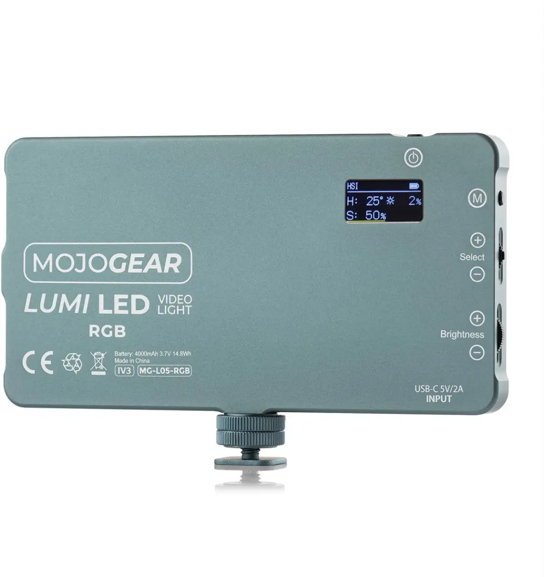 MOJOGEAR Medium LED RGB Videolamp 12W - Grijs/Wit