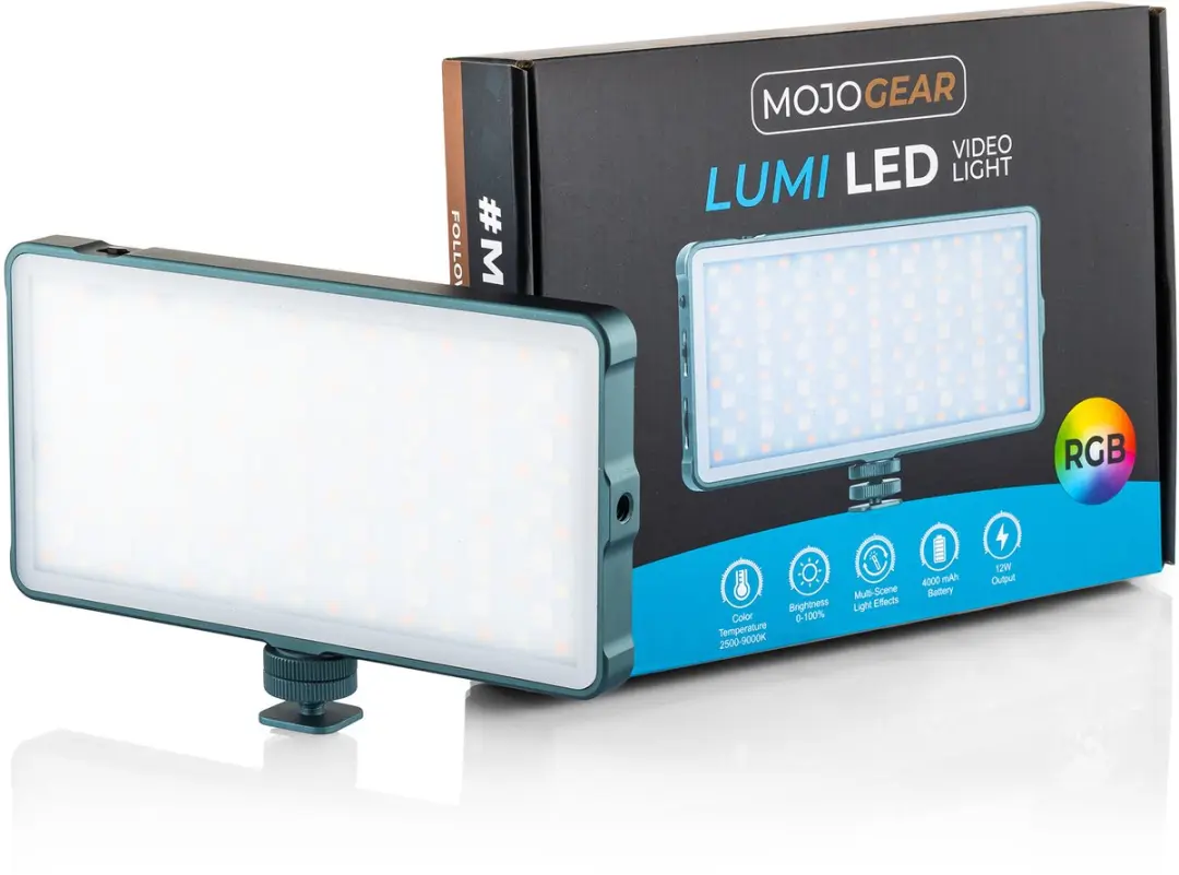 MOJOGEAR Medium LED RGB Videolamp 12W - Grijs/Wit