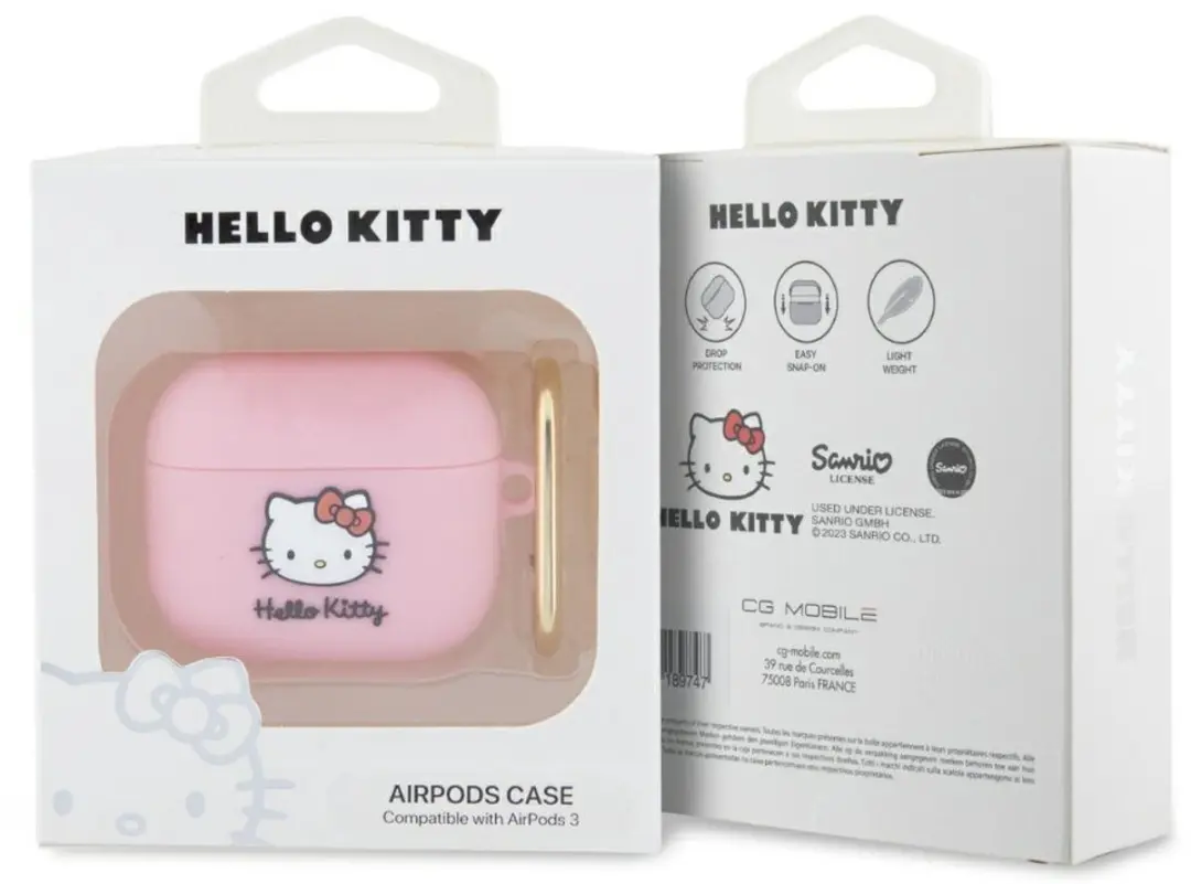Hello Kitty Siliconen 3D Kitty Hoofdhoes AirPods 3 - Roze