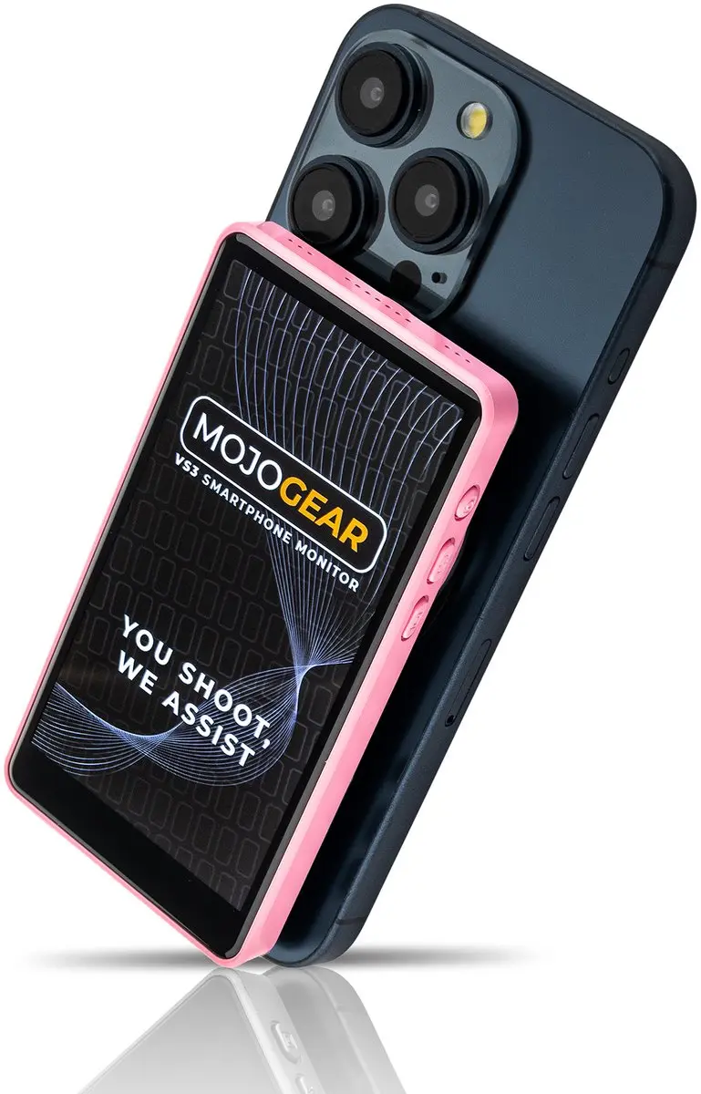 MOJOGEAR VS3 Vlogmonitor - Roze - Magnetisch - Inclusief Bluetooth Remote
