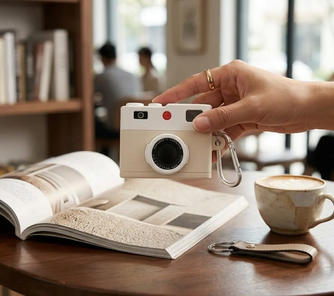 NUVEX AirPods Pro 2 Hoesje Wit - Retro Camera Design