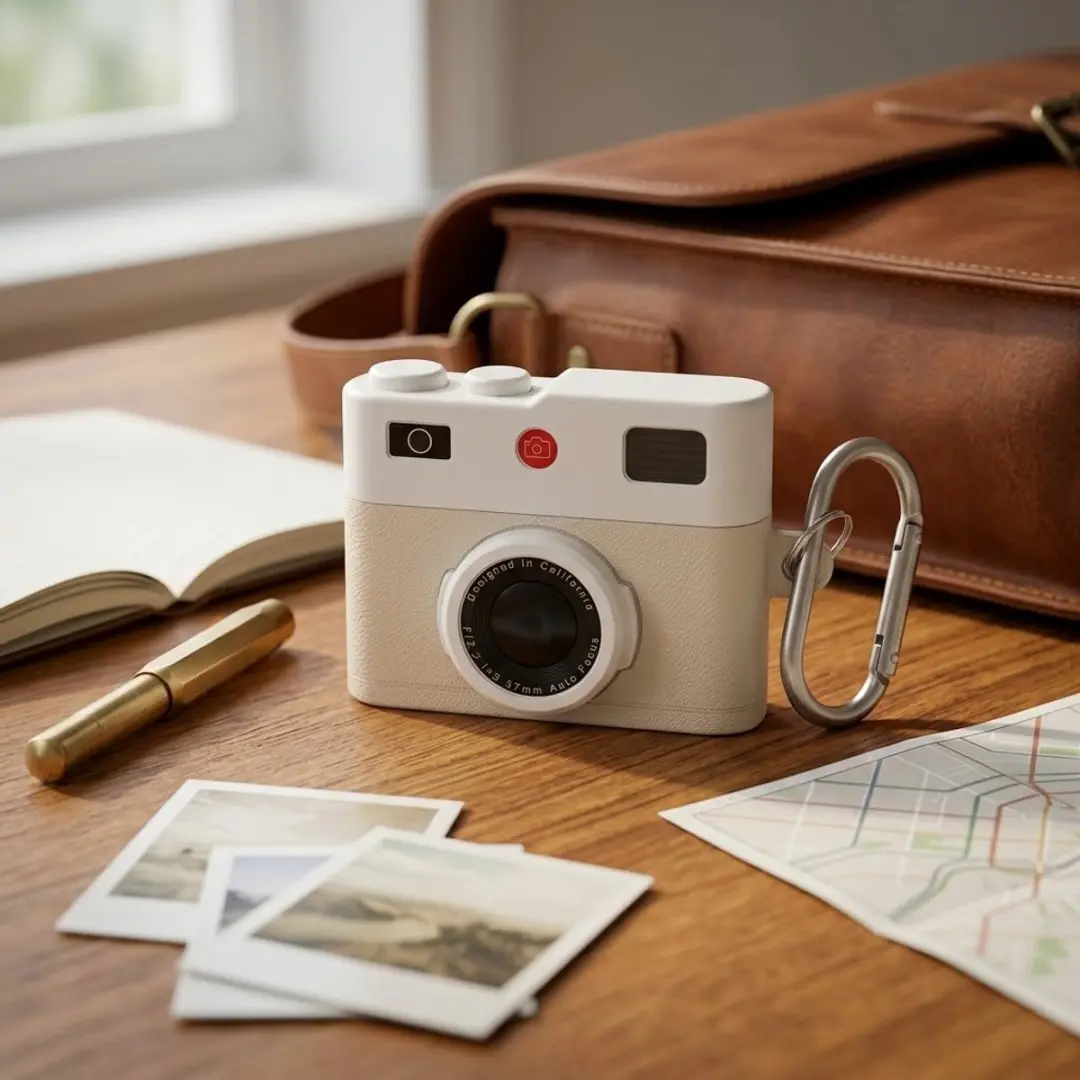 NUVEX AirPods Pro 2 Hoesje Wit - Retro Camera Design