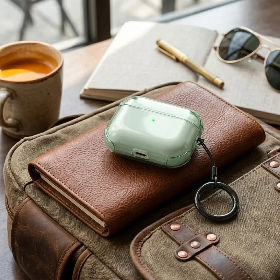 NUVEX Groen Transparant Hoesje AirPods Pro 3 - Sleutelring