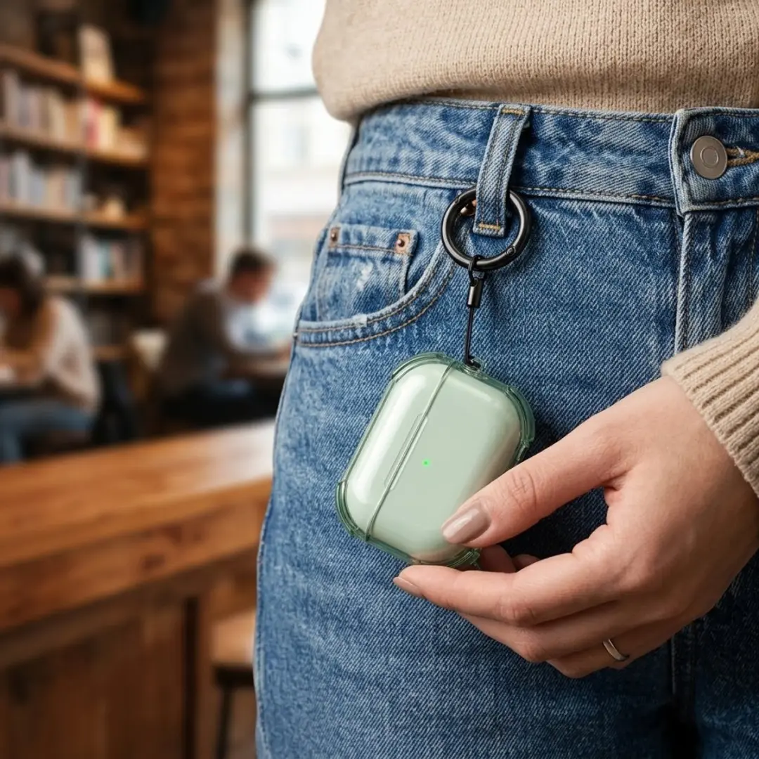 NUVEX Groen Transparant Hoesje AirPods Pro 3 - Sleutelring