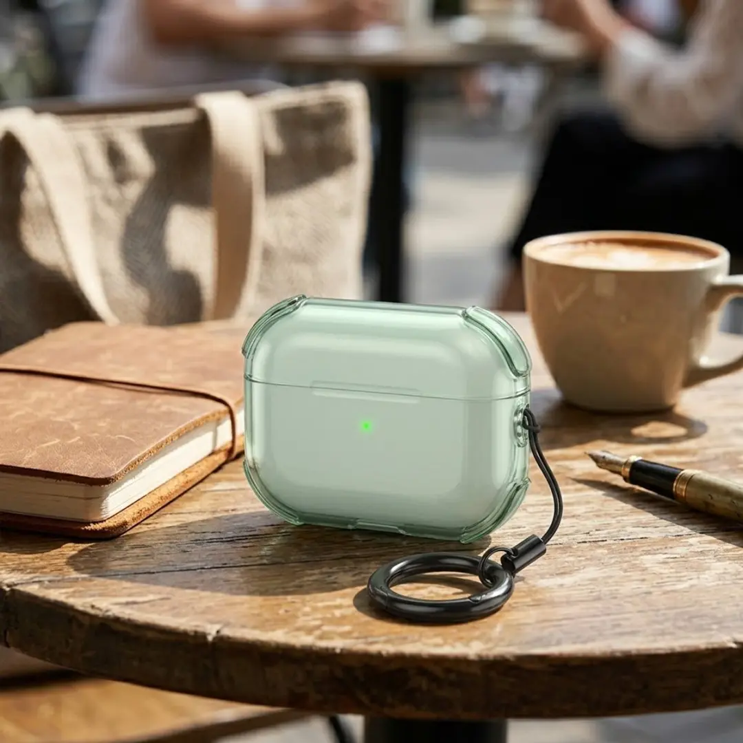 NUVEX Groen Transparant Hoesje AirPods Pro 3 - Sleutelring