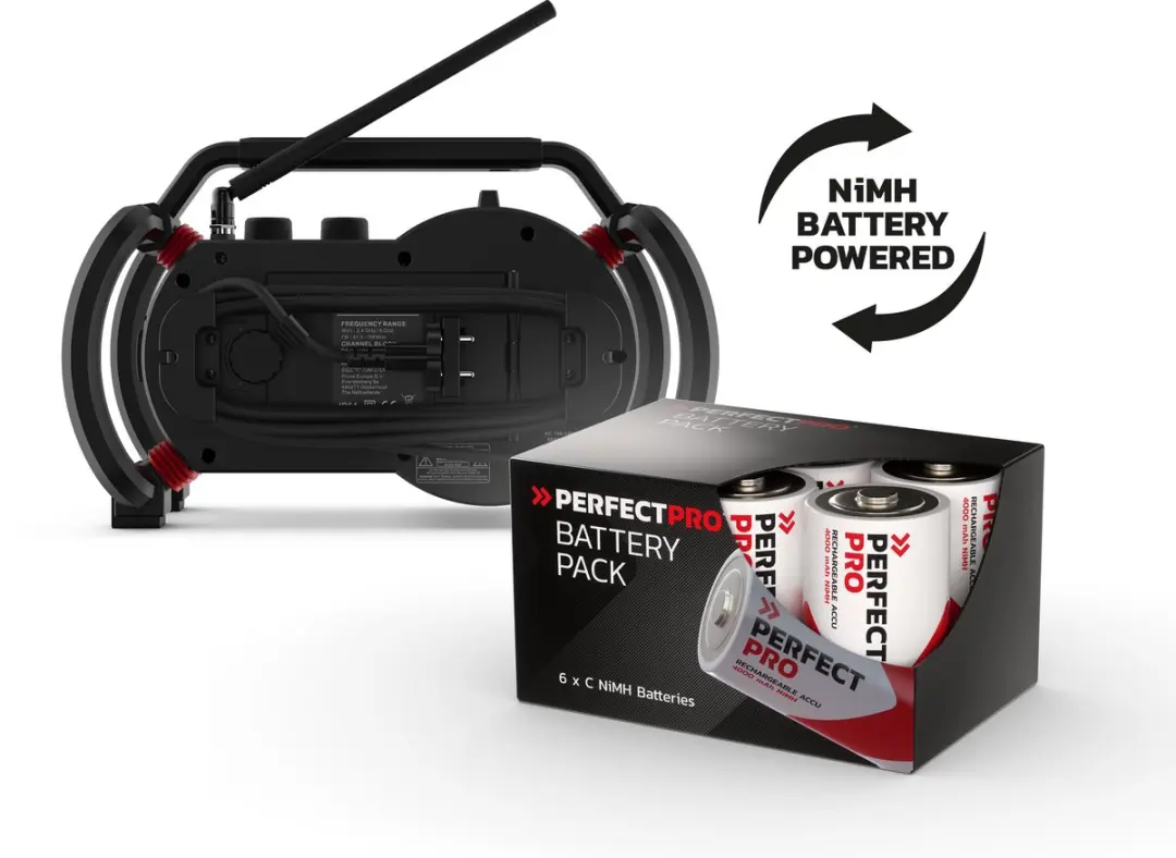 PerfectPro NBX2 Bouwplaatsradio - DAB+/FM/Bluetooth - 15W - Zwart